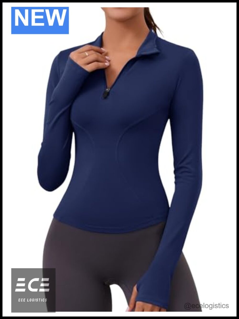 Women's Long Sleeve Quarter Zip Workout Top Slim Fit Cropped Thumbholes